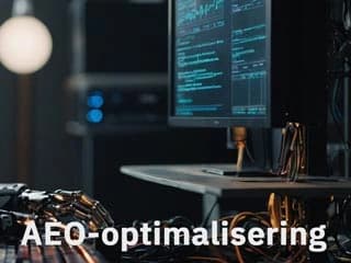 AI robot performing AEO optimization