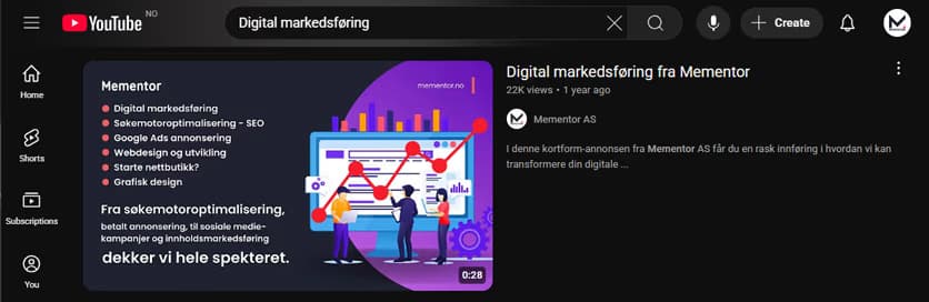 Illustrasjon av markedsføring på YouTube