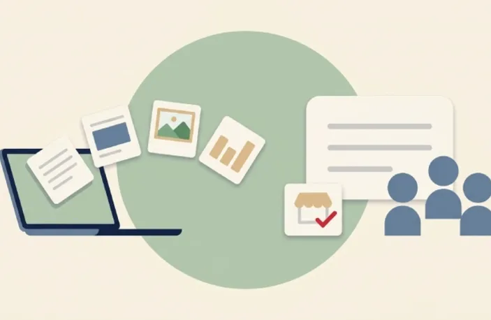 Illustration of AI in marketing, with AI as a tool for copy, ads, images and analysis