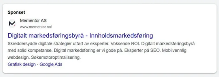 Google Ads advertisement