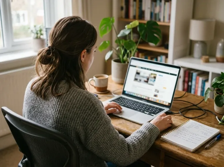Person researching a marketing agency on their own before choosing
