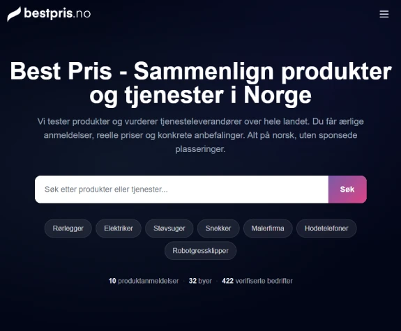 Screenshot of Bestpris.no with a product comparison