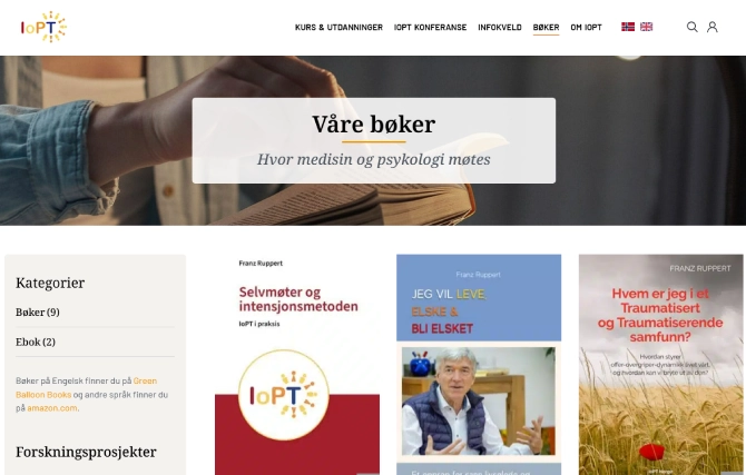 Nettbutikken på iopt.no, med bøker og fagmateriell