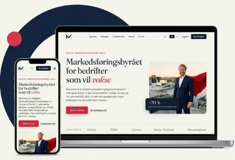 Nye Mementor-nettsiden vist på mobil og desktop