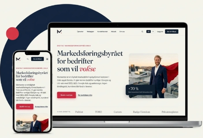 The new Mementor website shown on mobile and desktop