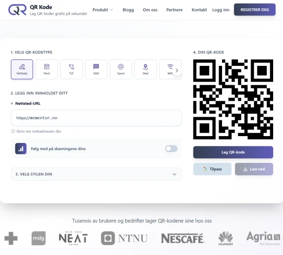 The QR code app from QR-Kode.no